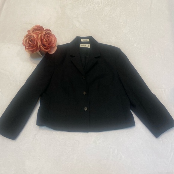 ORVIS Size 12 Petite 3 Button Black Blazer - Picture 1 of 9